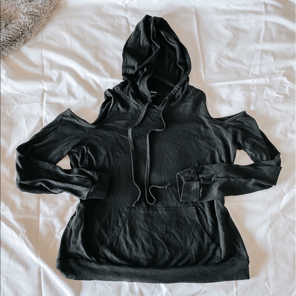 Cropped Open Shoulder Hoodie